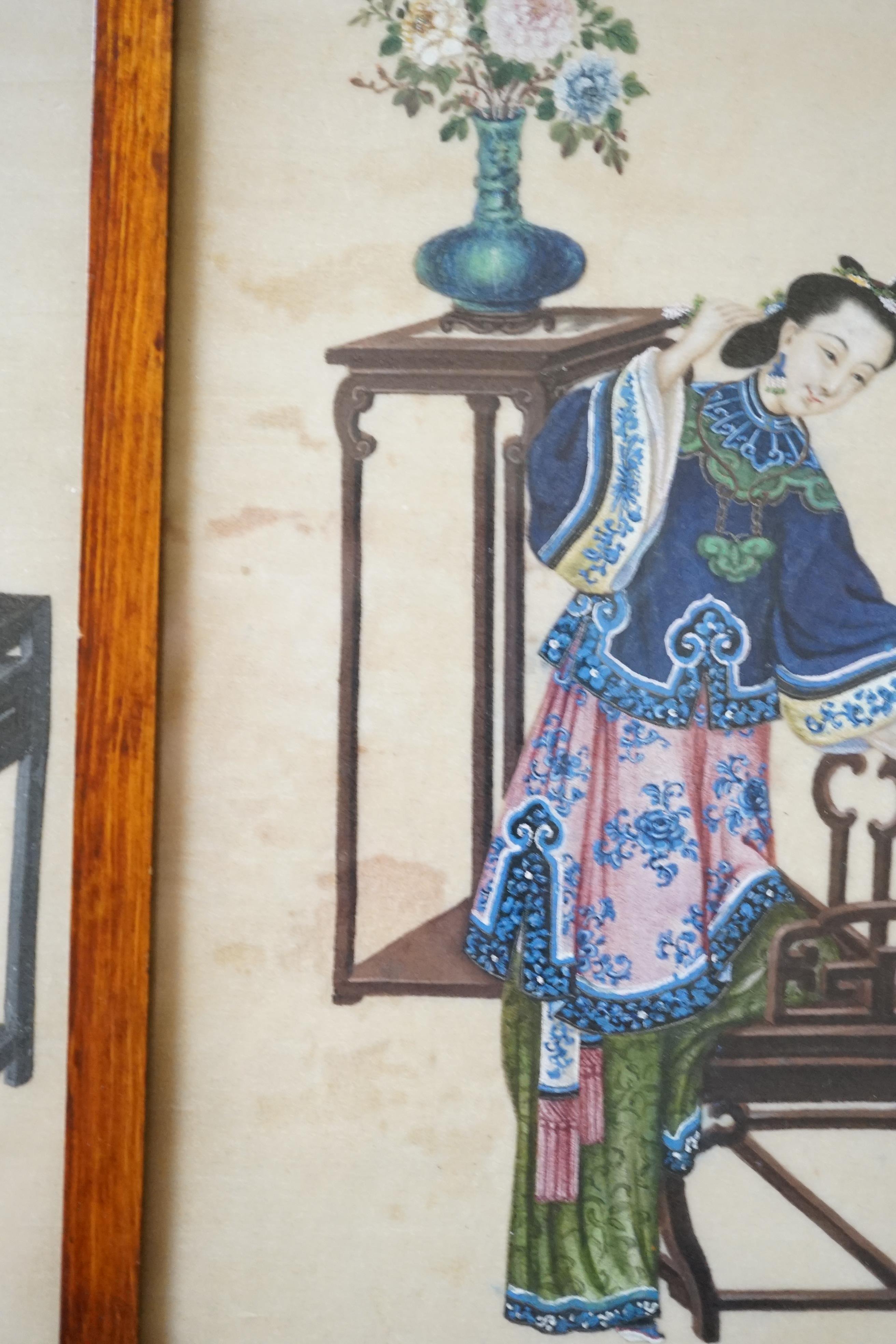 A set of eight Chinese pith paintings of an emperor and empress, court dignitaries and attendants, mid 19th century